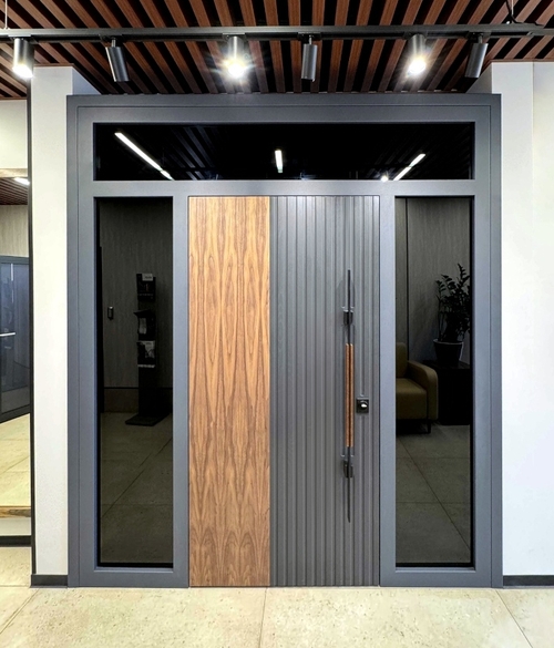 Остекленная дверь со скрытыми петлями